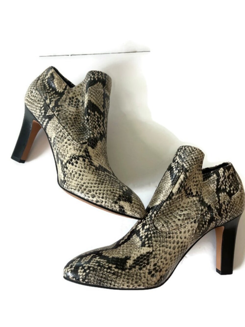 Franco Sarto snakeskin booties- Black & Cream sz 7